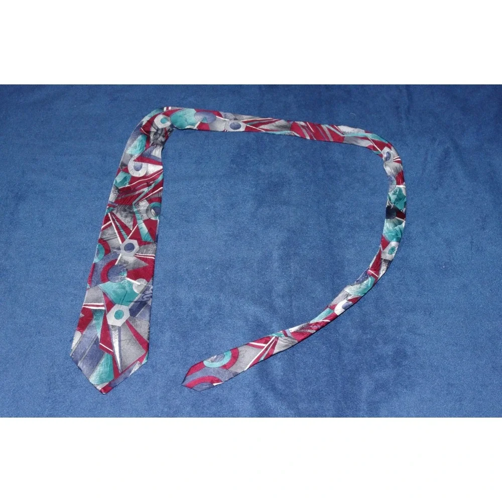 Vintage Geometric Necktie Colorful Abstract Vapor‎ Wave Silk EUC 80s 90s
